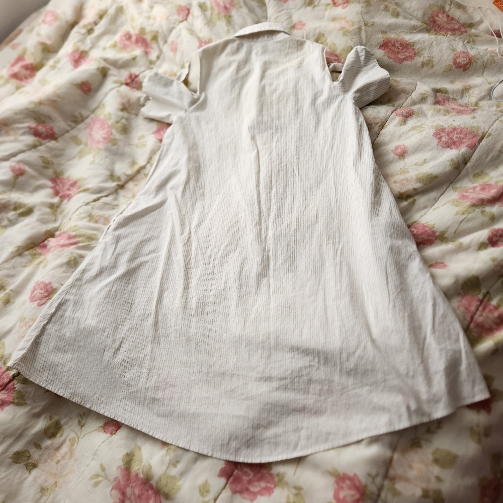 Marigold Cream and Silver Pinstripe Cold Shoulder Dress size M - Picture 8 of 10